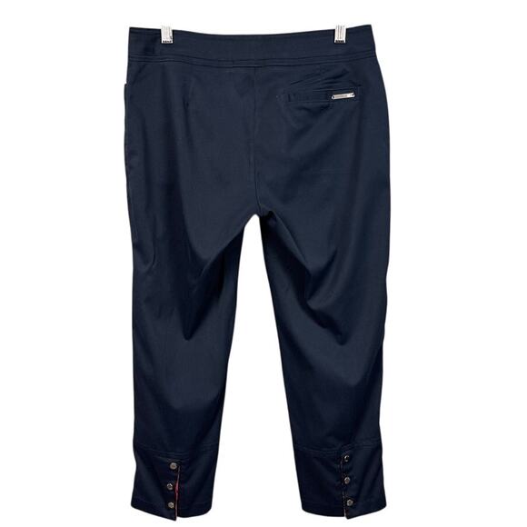 Tail Women's Golf Pants Navy Blue Crop Length Silver Snap Detail SZ 2 Athleisure - Picture 2 of 11